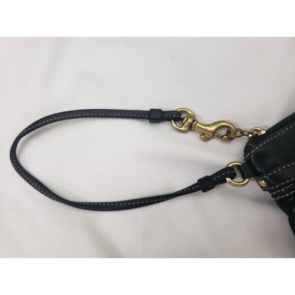 Vtg. Coach Ergo Hampton Studded Belted Leather Hobo Wristlet — Black - Picture 5 of 11